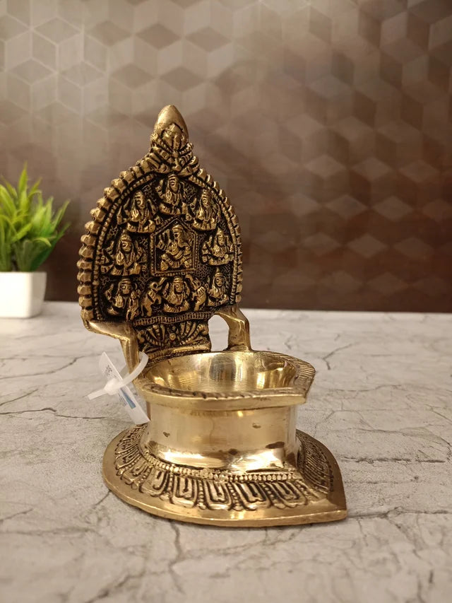 Premium Large Brass Gajalakshmi Diya | Majestic Elephant Goddess Vilakku for Vastu & Supreme Wealth
