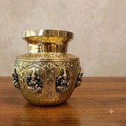 Premium Brass Ashtalakshmi Kalasam | Antique 8 Wealth Goddess Pooja Lota for Vastu & Sacred Mandir Decor (India)