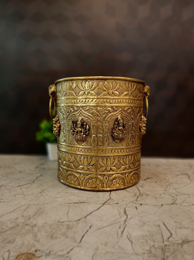 Large Brass Ashtalakshmi Padi | Traditional South Indian Marakkal for Weddings & Vastu Prosperity