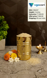 Small Premium Brass Ashtalakshmi Padi | Traditional Rice Measuring Cup for Pooja & Vastu Wealth