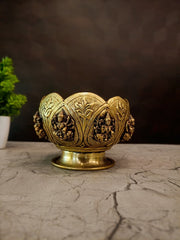 Premium Brass Ashta Lakshmi Urli Bowl | Traditional 8-Goddess Designer Floating Flower Centerpiece