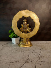 Premium Brass Lord Ayyappan with Thiruvachi | Majestic Dharma Sastha Idol for Vastu & Spiritual Discipline