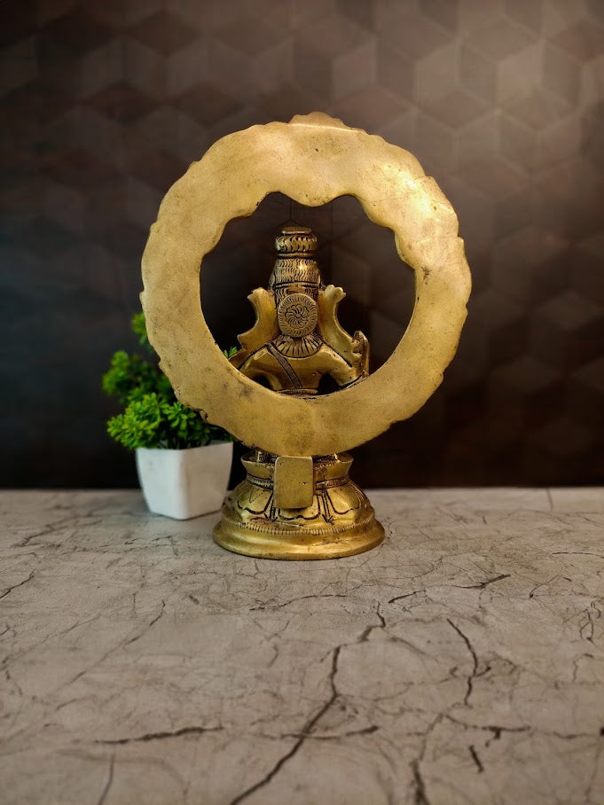Premium Brass Lord Ayyappan with Thiruvachi | Majestic Dharma Sastha Idol for Vastu & Spiritual Discipline