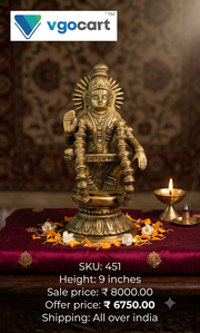 Authentic Brass Swami Ayyappa Idol | Divine Sabarimala Lord Iyappan Statue for Vastu & Devotion