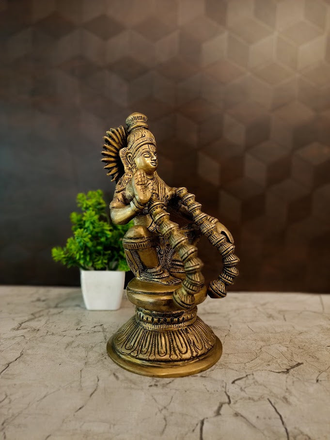 Authentic Brass Swami Ayyappa Idol | Divine Sabarimala Lord Iyappan Statue for Vastu & Devotion