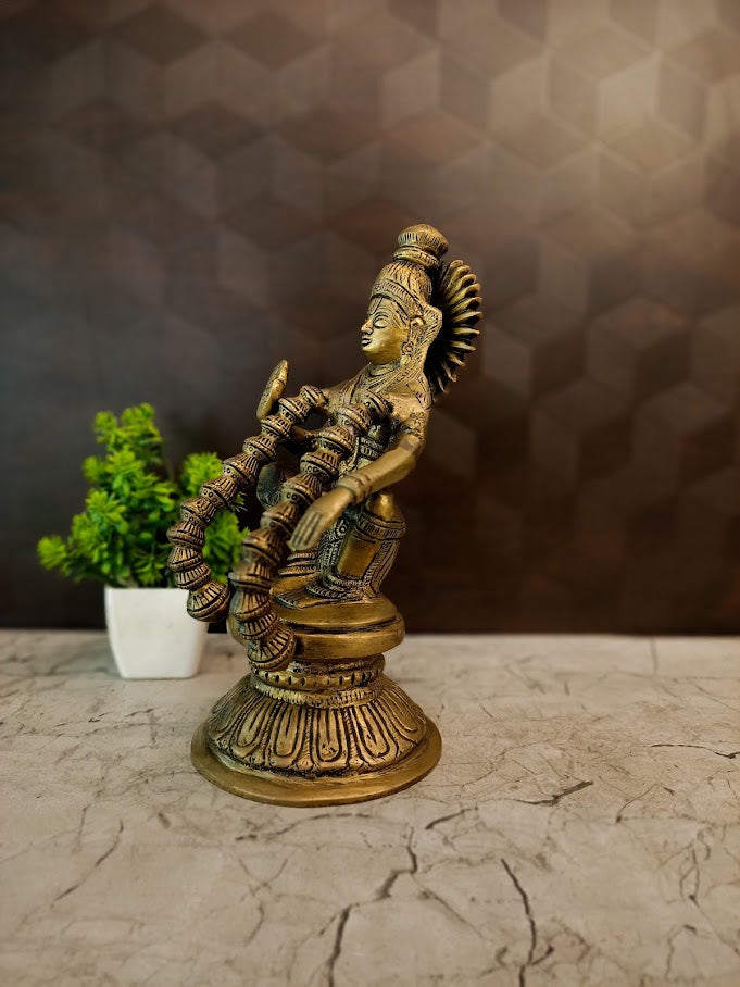 Authentic Brass Swami Ayyappa Idol | Divine Sabarimala Lord Iyappan Statue for Vastu & Devotion