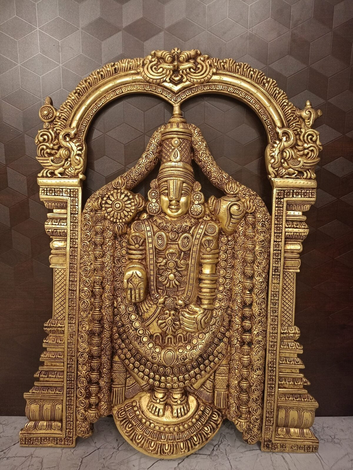 Premium Brass Tirupati Balaji Wall Mount | Majestic Lord Venkateshwara Wall Art for Wealth & Vastu