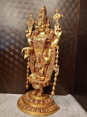 Majestic Brass Tirupati Balaji Sculpture | Intricately Carved Venkateswara Idol for Vastu, Corporate Offices & Premium Home Altars