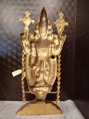 Majestic Brass Tirupati Balaji Sculpture | Intricately Carved Venkateswara Idol for Vastu, Corporate Offices & Premium Home Altars