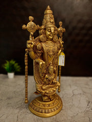 Antique Brass Lord Venkateswara with Goddess Lakshmi Idol | Premium Tirupati Balaji Brass Statue | 19.5 Inch Temple Finish Pooja & Home Decor