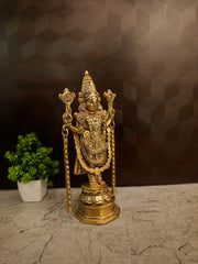 Premium Brass Tirupati Balaji Idol with Chain | Majestic Lord Venkateshwara Statue for Pooja & Vastu Wealth