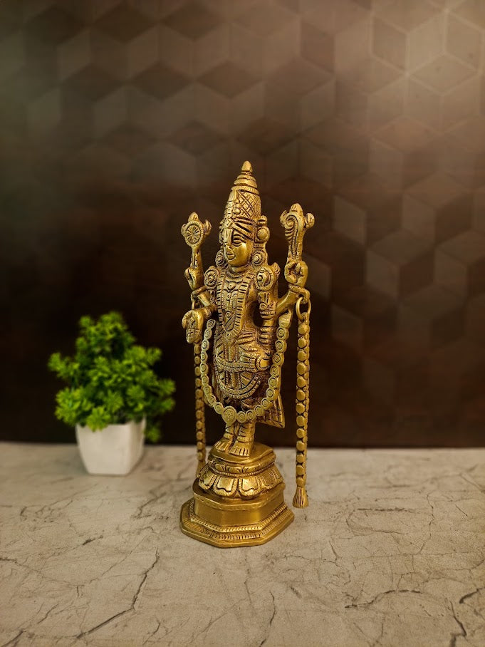 Premium Brass Tirupati Balaji Idol with Chain | Majestic Lord Venkateshwara Statue for Pooja & Vastu Wealth