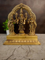 Handcrafted Brass Perumal with Sridevi Bhudevi | Lord Vishnu Goddess Trio Statue