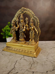 Handcrafted Brass Perumal with Sridevi Bhudevi | Lord Vishnu Goddess Trio Statue
