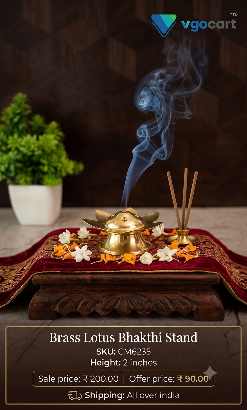 Premium Brass Lotus Bhakthi Stand | Sacred Kamal Pedestal for Pooja & Vastu Purity