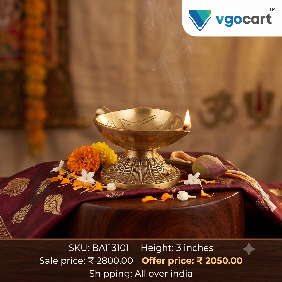 Premium Brass Big Leaf Diya | Auspicious Botanical Deepam for Vastu, Prosperity & Luxury Festive Decor