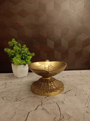 Premium Brass Big Leaf Diya | Auspicious Botanical Deepam for Vastu, Prosperity & Luxury Festive Decor