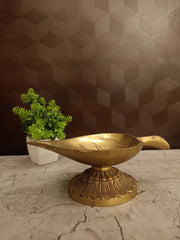 Premium Brass Big Leaf Diya | Auspicious Botanical Deepam for Vastu, Prosperity & Luxury Festive Decor
