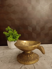 Premium Brass Big Leaf Diya | Auspicious Botanical Deepam for Vastu, Prosperity & Luxury Festive Decor