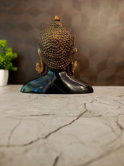Premium Antique Black Brass Semi Buddha | Serene Zen Meditation Bust for Vastu & Luxury Decor