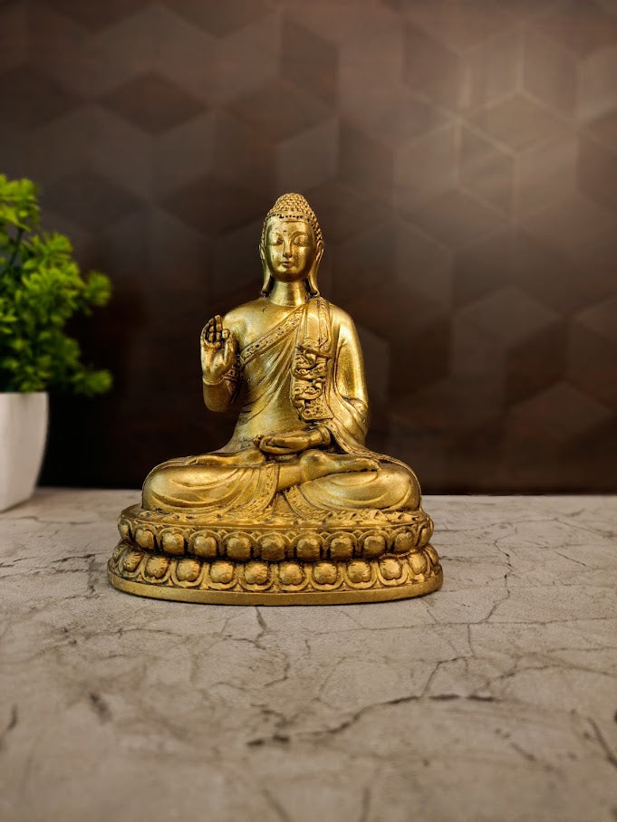 Premium Fine Art Brass Buddha Statue | Serene Meditating Gautam Buddha for Vastu & Luxury Zen Decor
