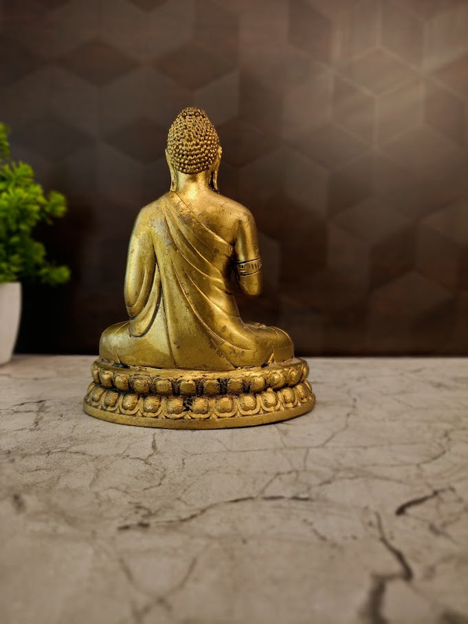 Premium Fine Art Brass Buddha Statue | Serene Meditating Gautam Buddha for Vastu & Luxury Zen Decor
