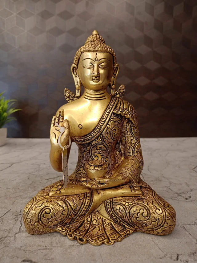 Premium Fine Art Brass Buddha Statue | Serene Zen Masterpiece for Vastu & Luxury Home Decor