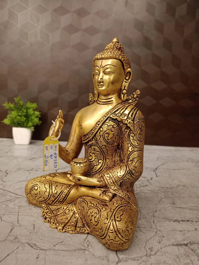 Premium Fine Art Brass Buddha Statue | Serene Zen Masterpiece for Vastu & Luxury Home Decor