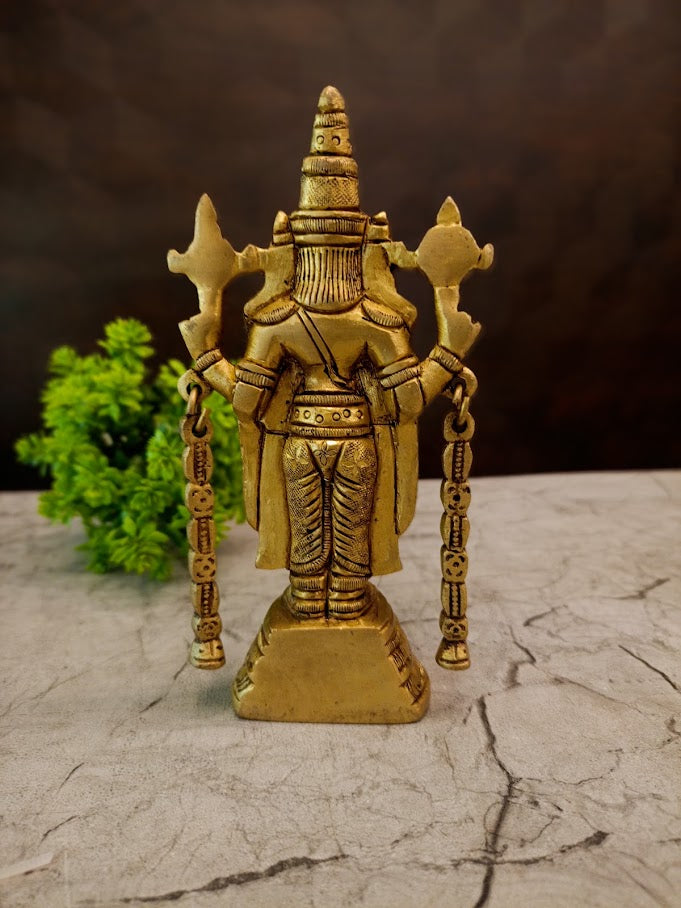 Divine Brass Chain Balaji Idol Antique Finish Srinivasa for Supreme Vastu Prosperity