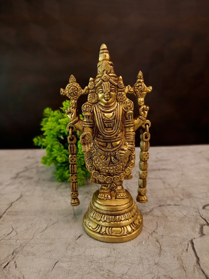 Divine Brass Chain Balaji Idol Antique Finish Srinivasa for Supreme Vastu Prosperity