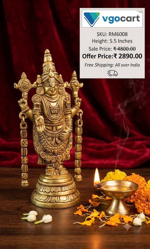 Divine Brass Chain Balaji Idol Antique Finish Srinivasa for Supreme Vastu Prosperity