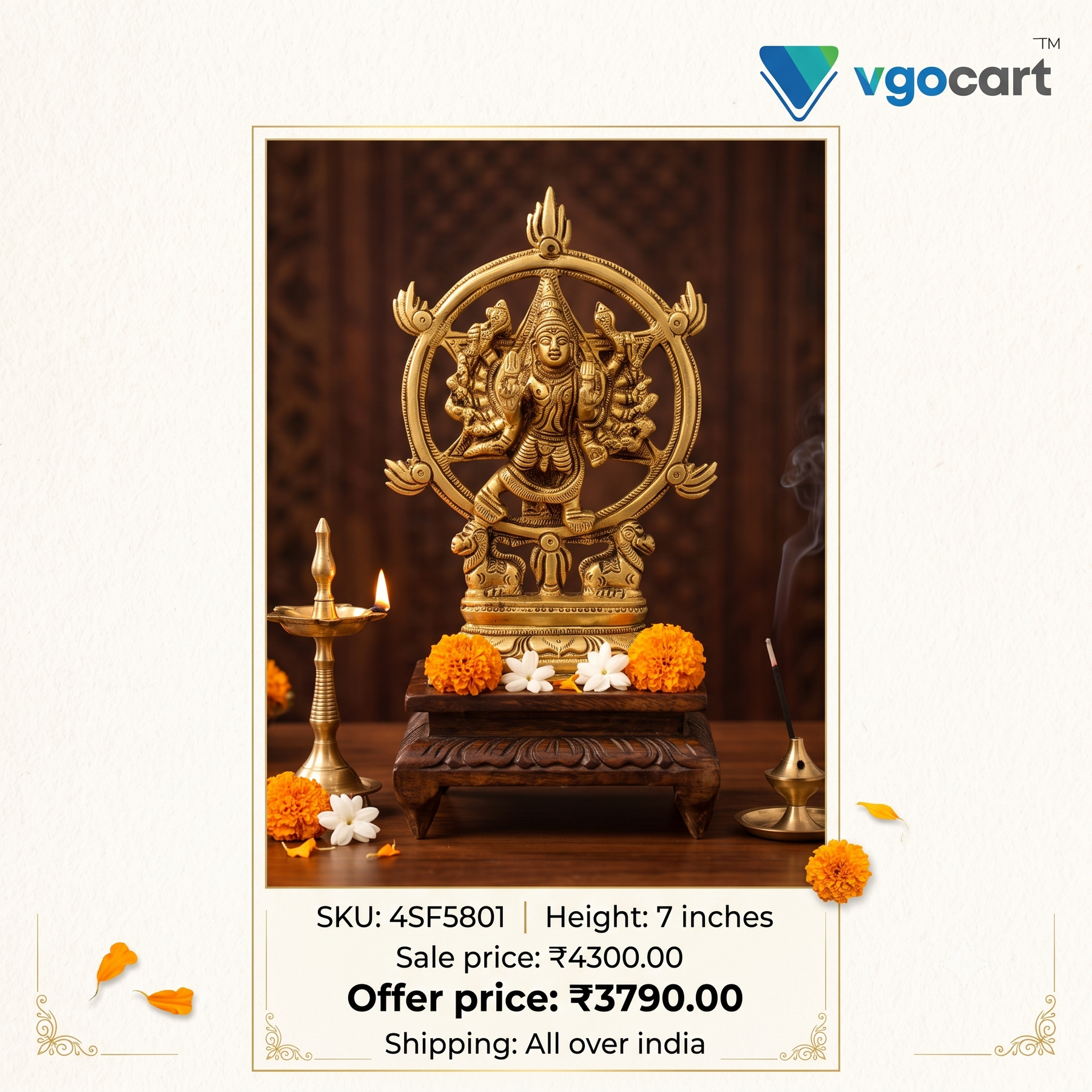 Premium Brass Chakrathalwar Idol | Divine Sudarshana Chakra Statue for Vastu Protection & Victory