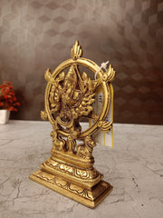 Premium Brass Chakrathalwar Idol | Divine Sudarshana Chakra Statue for Vastu Protection & Victory