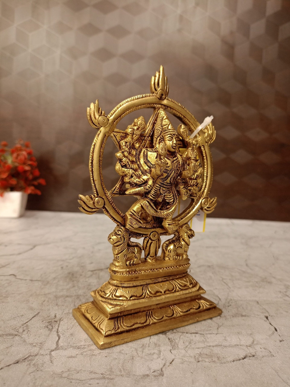 Premium Brass Chakrathalwar Idol | Divine Sudarshana Chakra Statue for Vastu Protection & Victory