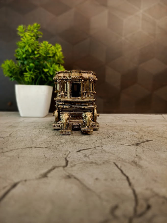 Premium Fine Art Brass Chariot | Majestic Geeta Upadesham Ratham for Vastu & Heritage Decor