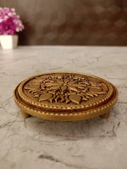 Premium Brass Round Chowki | Exquisite Pooja Peetham Pedestal for Vastu & Luxury Mandir Decor