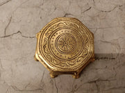 Premium Brass Hexagon Chowki | Majestic Shatkona Peetham Pedestal for Vastu & Luxury Mandir Decor