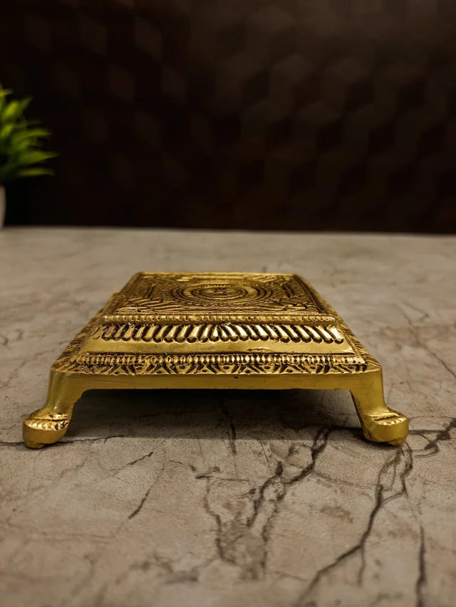 Premium Brass Square Chowki Pedestal | Traditional Pooja Peetham for Vastu & Divine Elevation