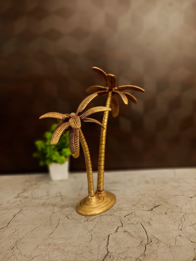 Handcrafted Brass Coconut Tree Showpiece | Tropical Vastu & Tabletop Decor for Prosperity & Growth