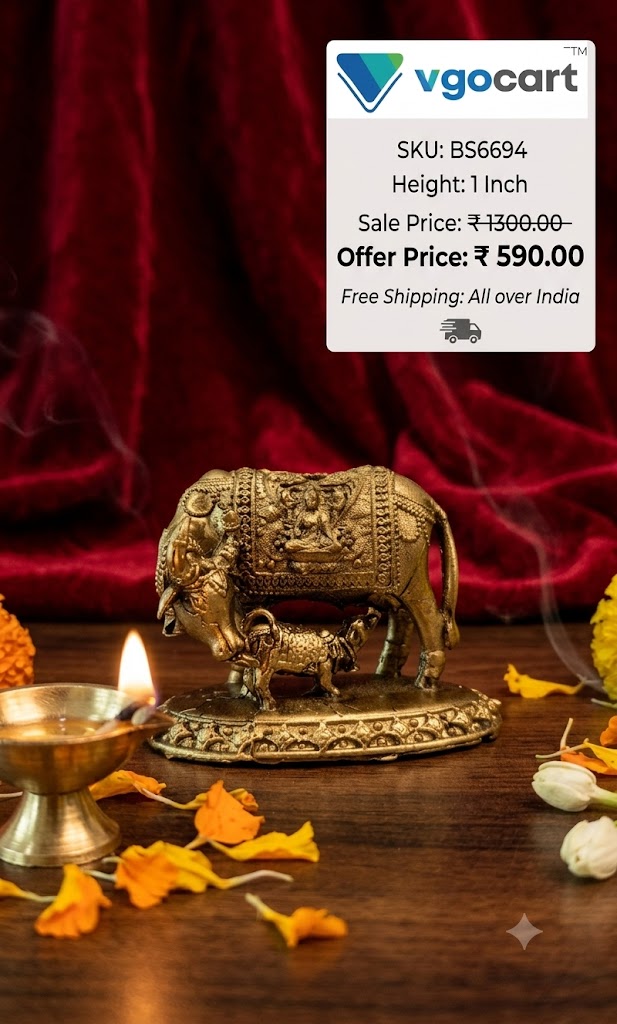 Buy Premium Miniature Brass Fine Art Cow And Calf Idol For Vastu Wealth And Decor