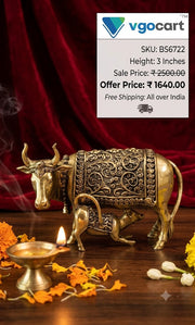 Premium Antique Brass Fine Art Cow And Calf Idol For Vastu Wealth And Home Decor