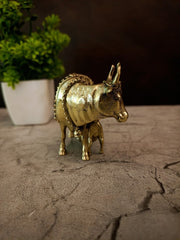 Premium Antique Brass Fine Art Cow And Calf Idol For Vastu Wealth And Home Decor