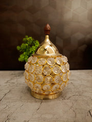 Premium Small Brass Crystal Deepam | Radiant Akhand Jyoti Diya for Vastu & Luxury Mandir Decor