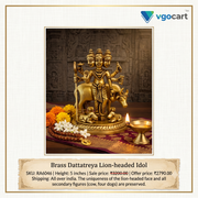 Premium Brass Dattatreya Idol | Divine Trimurti Avatar Statue for Pooja & Vastu Harmony