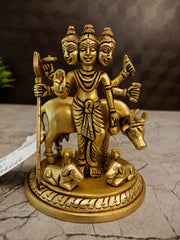 Premium Brass Dattatreya Idol | Divine Trimurti Avatar Statue for Pooja & Vastu Harmony