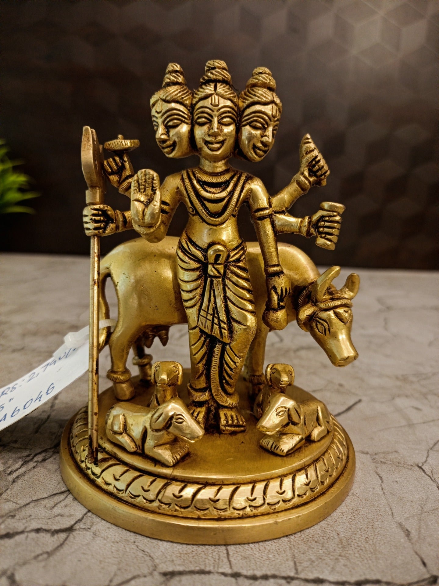 Premium Brass Dattatreya Idol | Divine Trimurti Avatar Statue for Pooja & Vastu Harmony