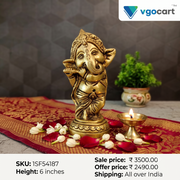 Premium Brass Bal Ganesha Idol | Adorable Baby Ganapati Statue for Vastu, Kids Room & Study Desk