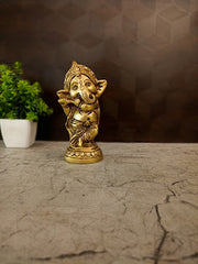 Premium Brass Bal Ganesha Idol | Adorable Baby Ganapati Statue for Vastu, Kids Room & Study Desk