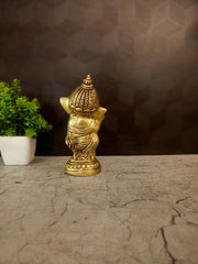 Premium Brass Bal Ganesha Idol | Adorable Baby Ganapati Statue for Vastu, Kids Room & Study Desk