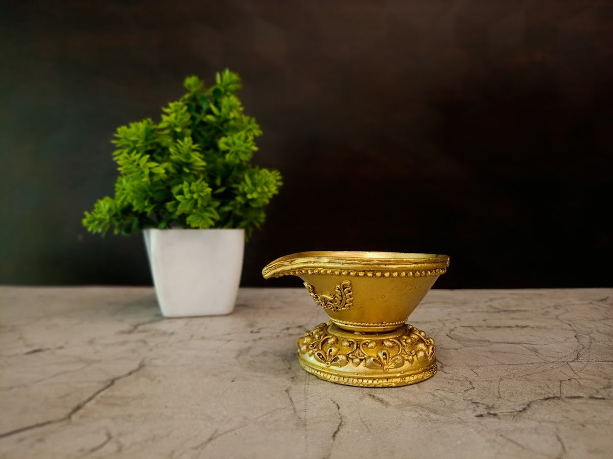 Premium Brass Fine Art Agal Vilakku | Traditional Single-Wick Deepam for Pooja, Vastu & Festivities